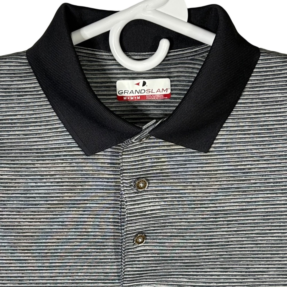 Grand Slam Polo Shirt Medium‎ M Mens Striped Golf Collared Short Sleeve